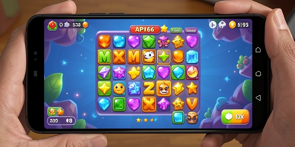 Tangkapan layar gameplay API66 menampilkan aksi mencocokkan yang seru.