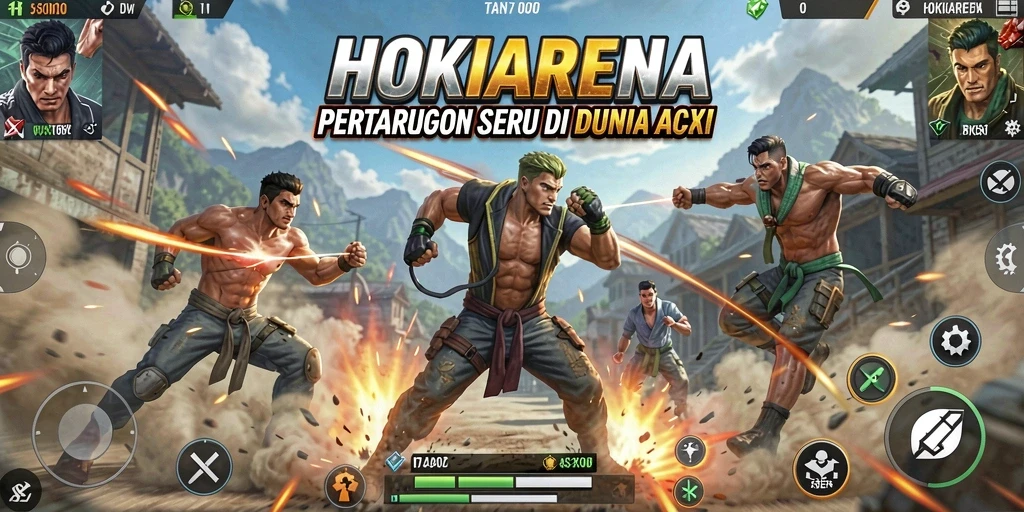 Screenshot HOKIARENA menampilkan aksi pertarungan yang mendebarkan.