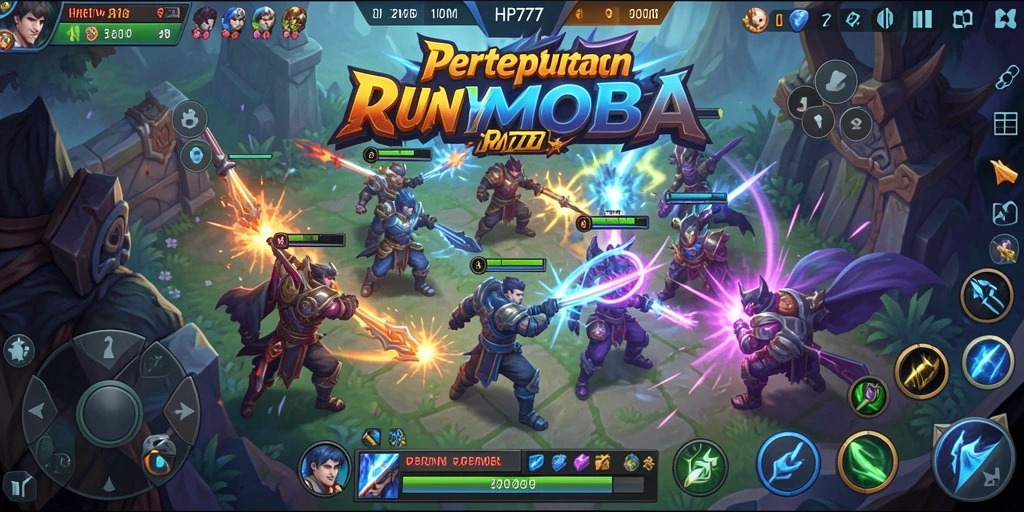 Tangkapan layar menampilkan duel epik dalam game MOBA.