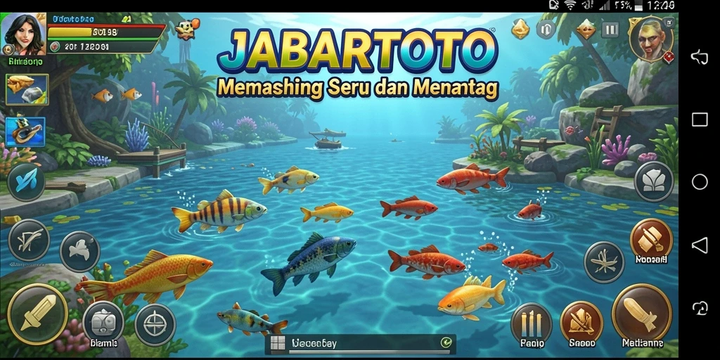 Tampilan gameplay JABARTOTO yang menampilkan aktivitas memancing yang mendebarkan.