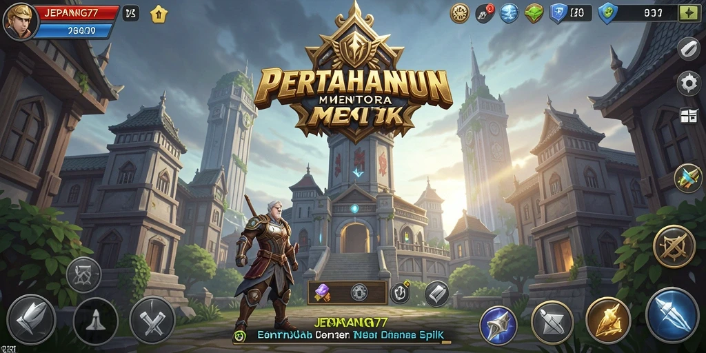 Tangkapan layar gameplay JEPANG77 menunjukkan aksi menara pertahanan yang mendebarkan.