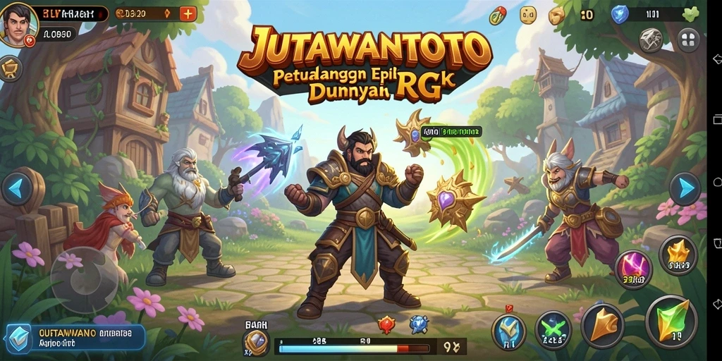 Screenshot utama JUTAWANTOTO menampilkan petualangan RPG yang mendebarkan.